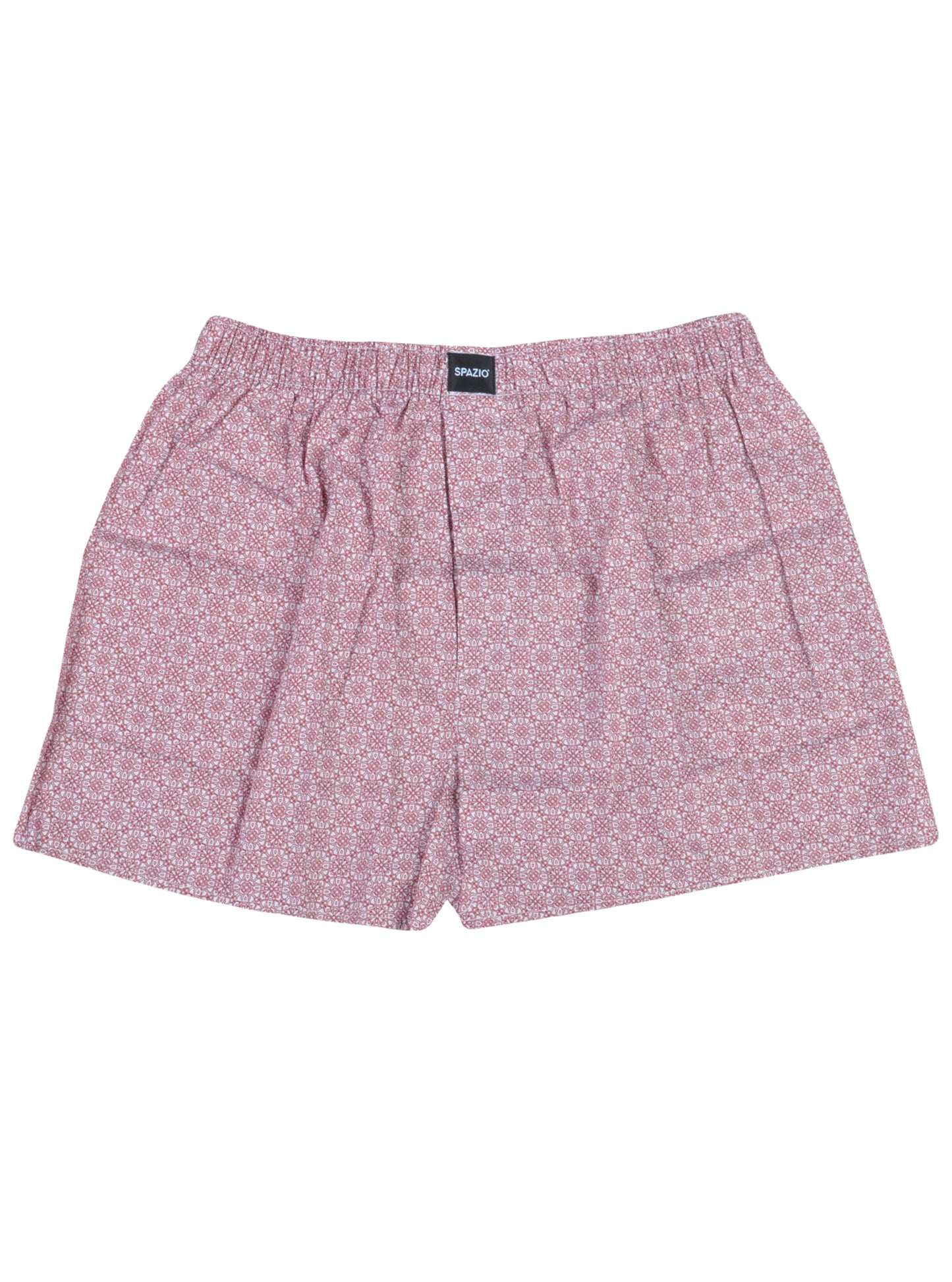 Red and white patterned shorts on a white background