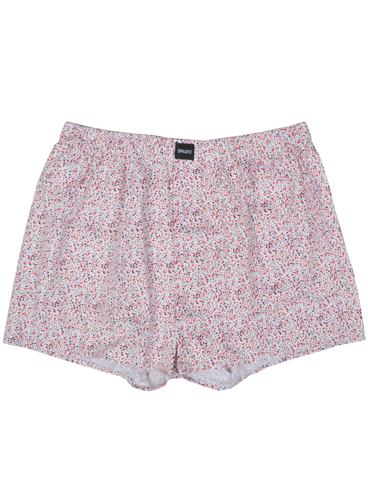 Multi Dot patterned shorts on a white background