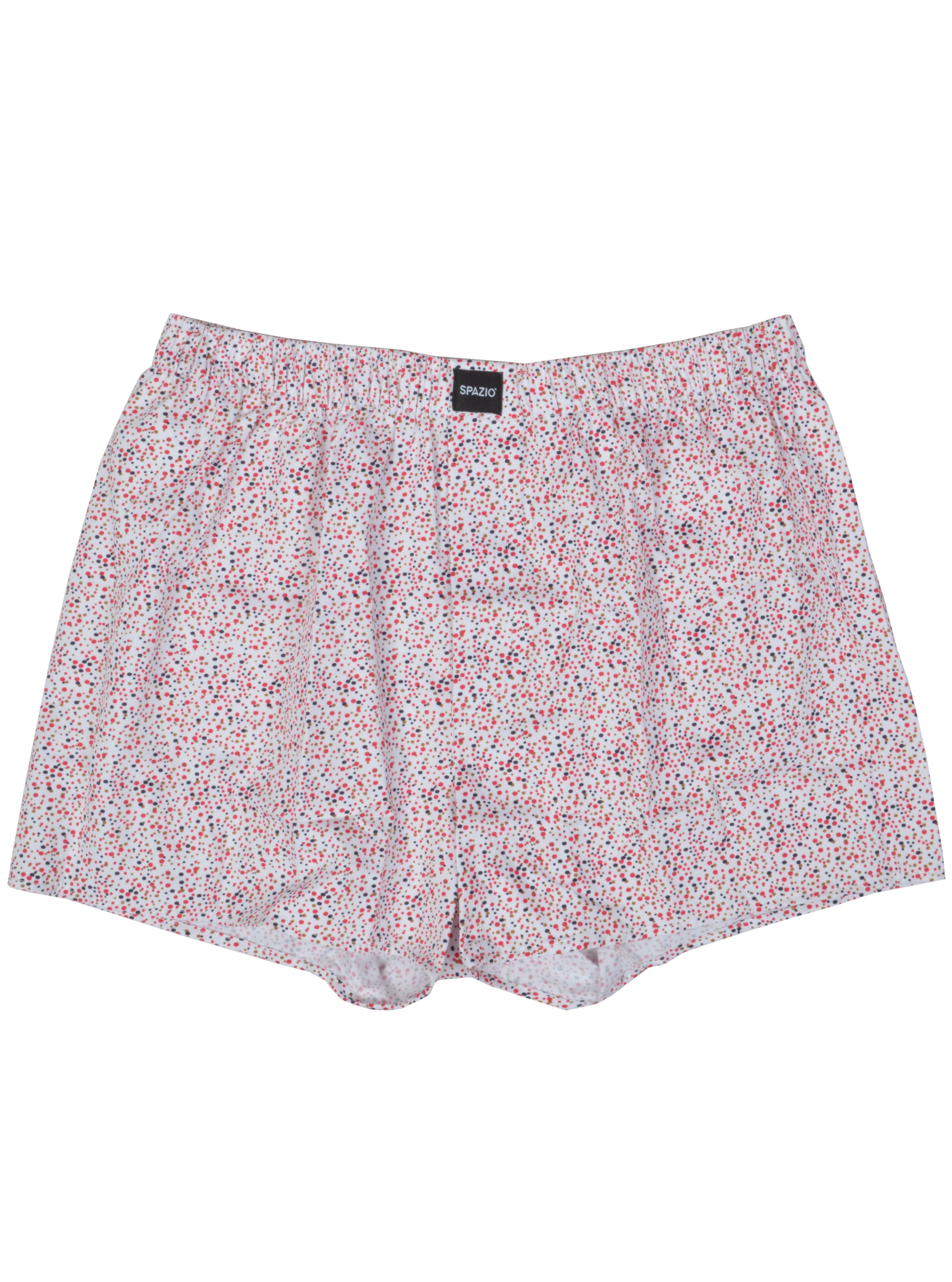 Multi Dot patterned shorts on a white background
