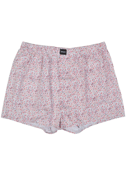 Multi Dot patterned shorts on a white background