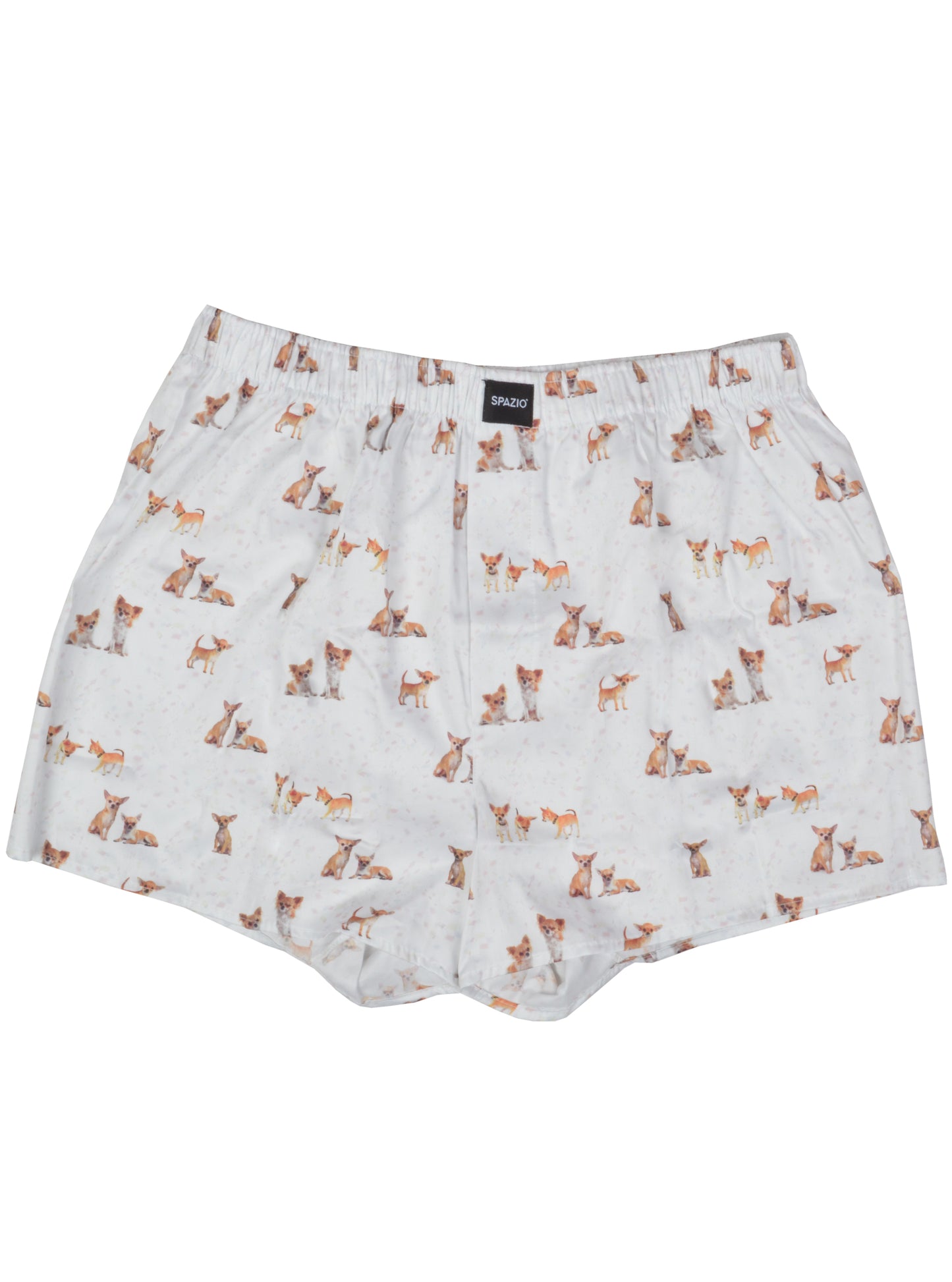 Boxer shorts with dog pattern on a white background
