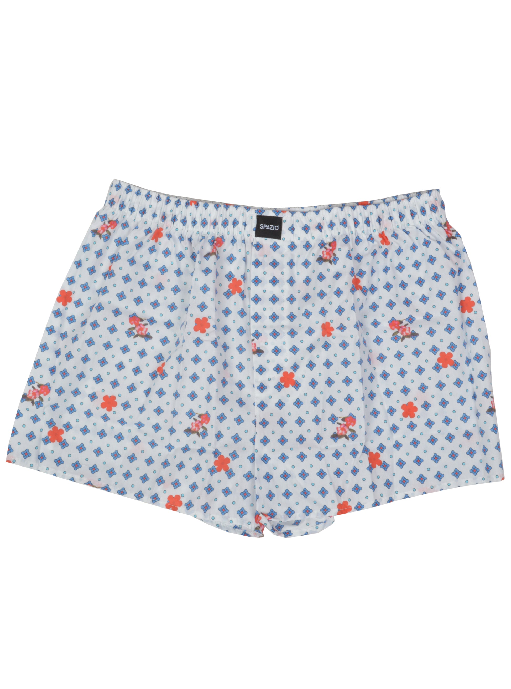 Floral patterned boxer briefs on a white background