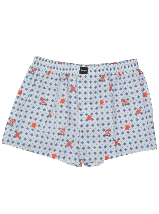 Floral patterned boxer briefs on a white background