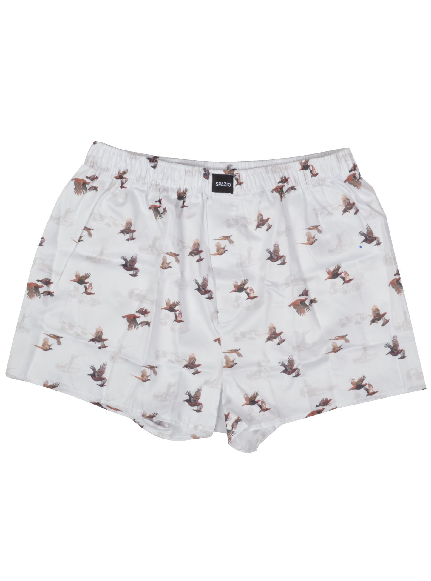 This image displays a pair of porcelain boxer shorts designated as model BX-5029. The boxer shorts feature a delicate and charming pattern of birds in flight, set against a soft, pale background.