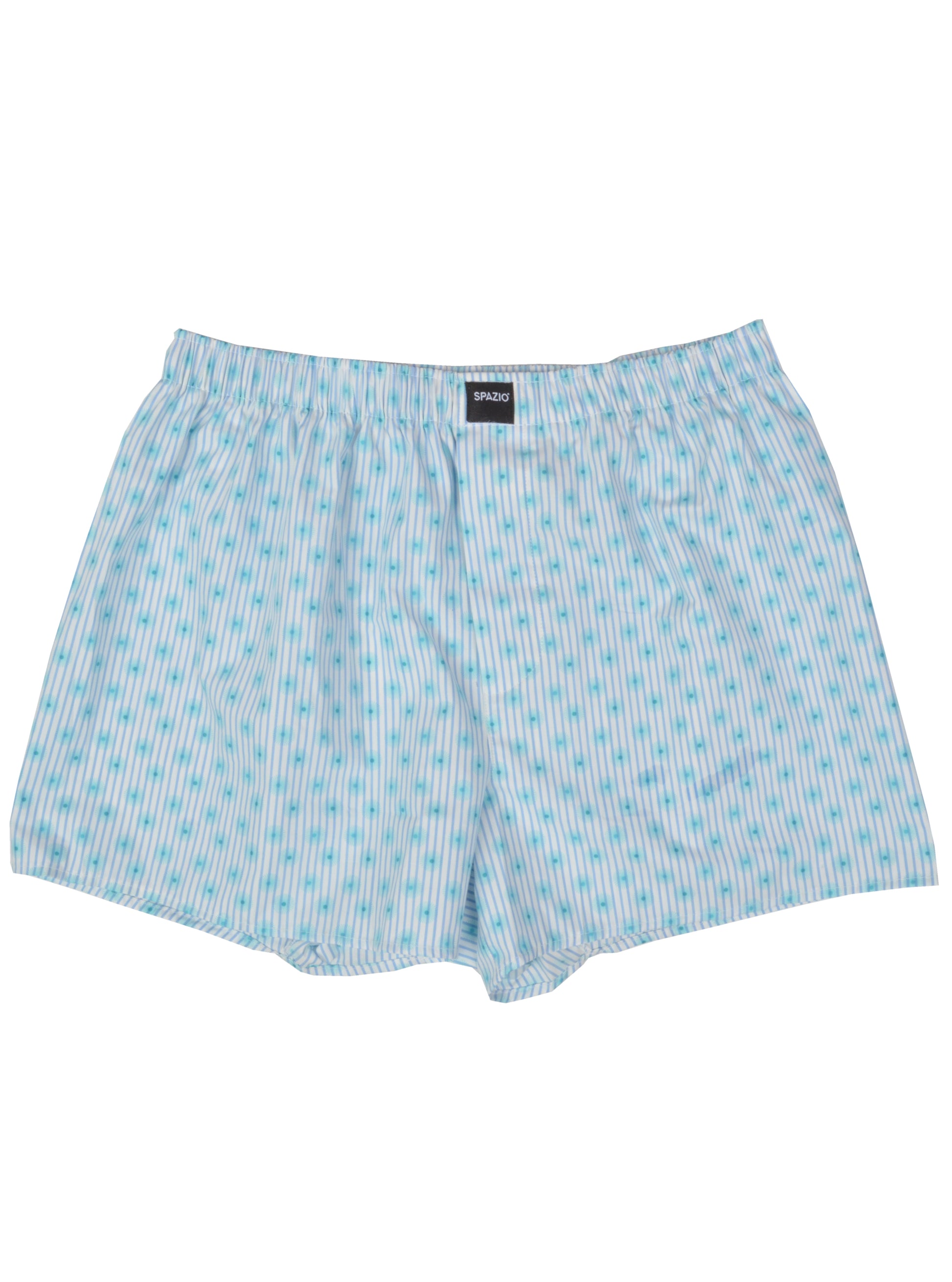 Blue pin striped boxer shorts on a white background