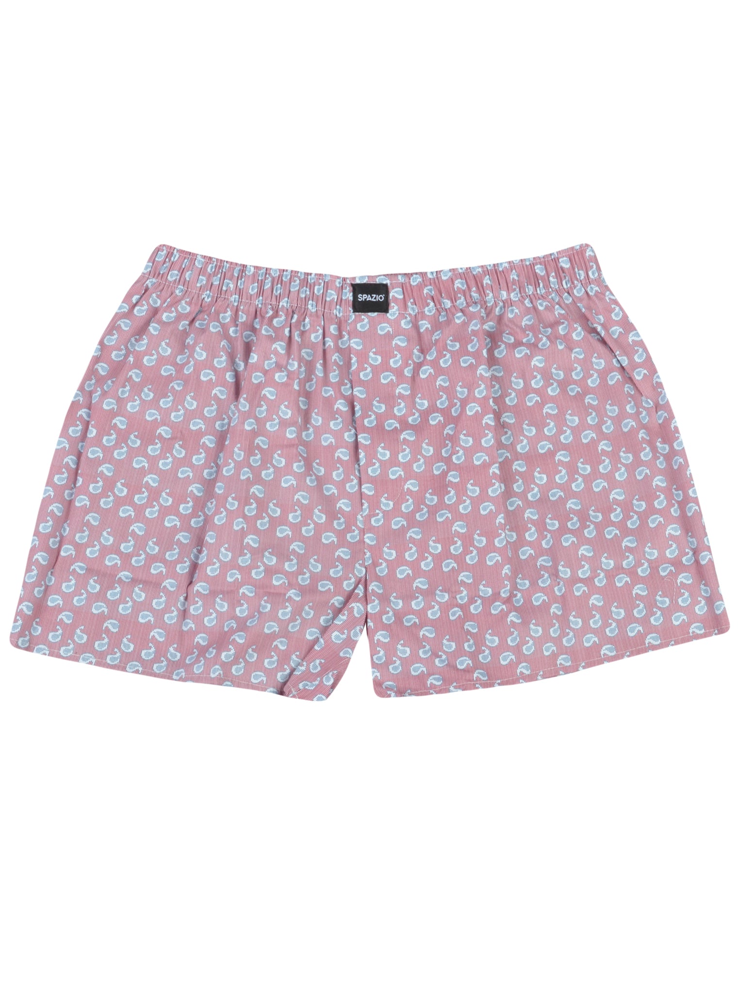 Red Pin striped boxer shorts with a subtle pattern on a white background