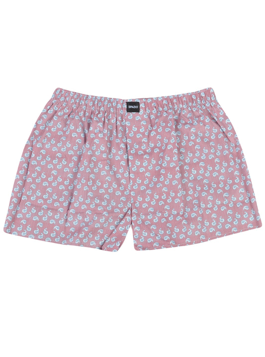 Red Pin striped boxer shorts with a subtle pattern on a white background