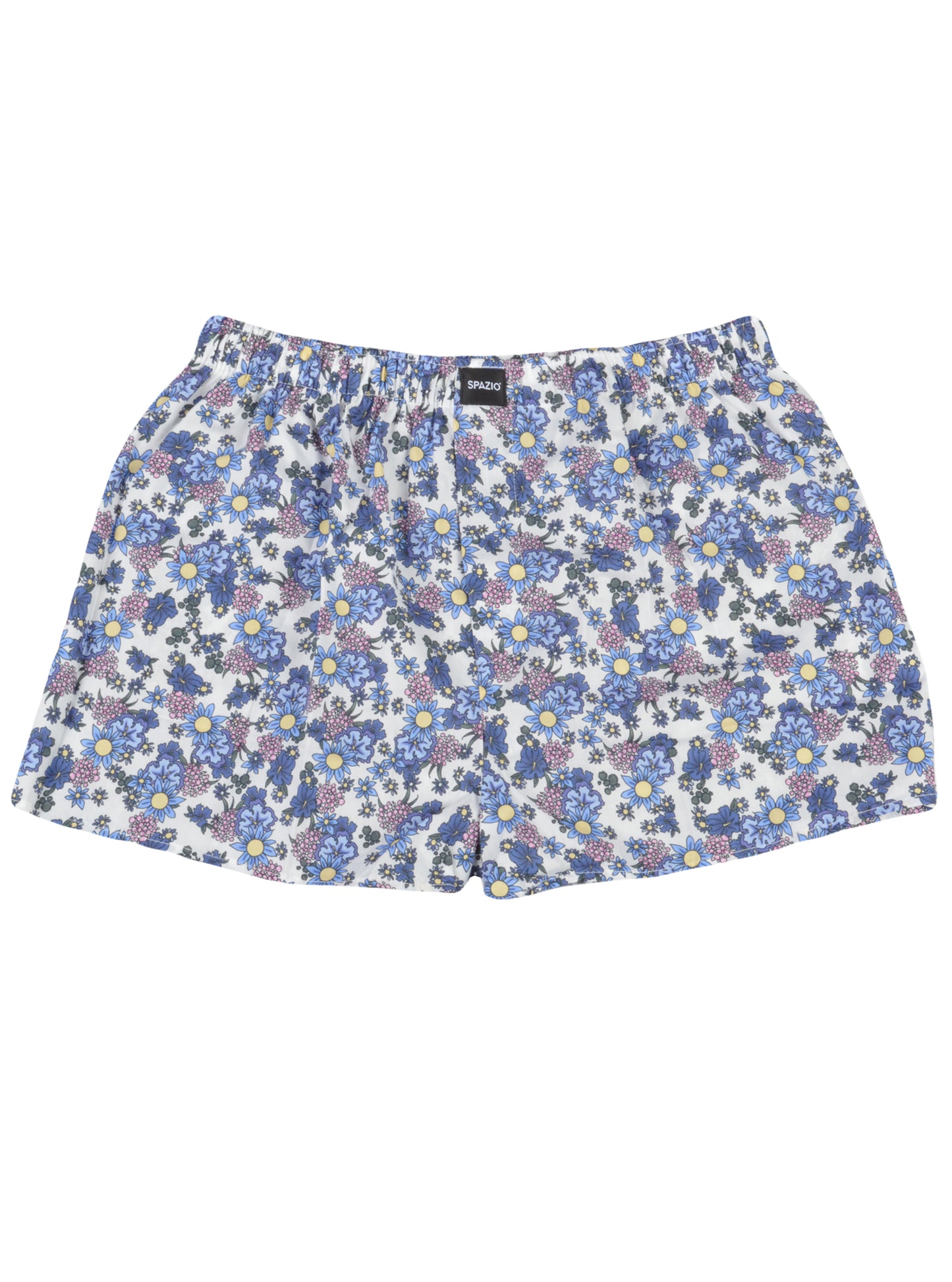 Floral patterned shorts on a white background