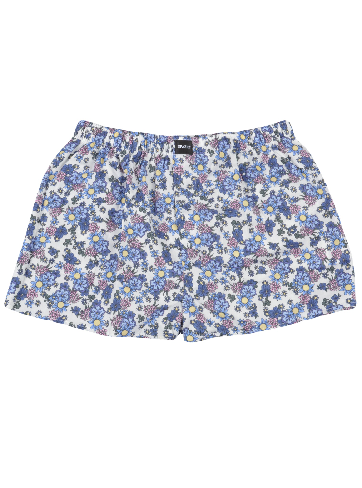 Floral patterned shorts on a white background