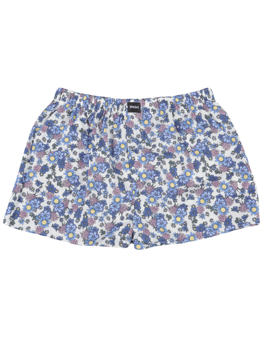 Floral patterned shorts on a white background