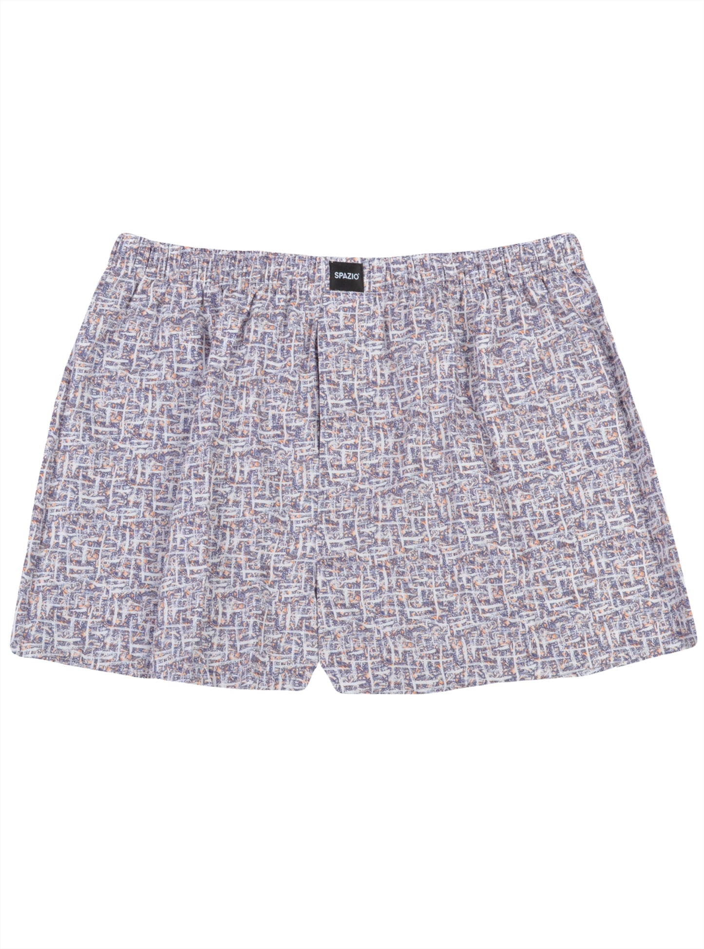 Purple Patterned boxer shorts on a white background