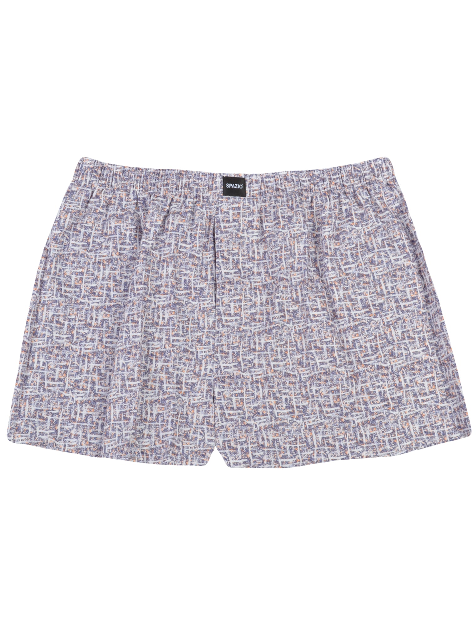 Purple Patterned boxer shorts on a white background
