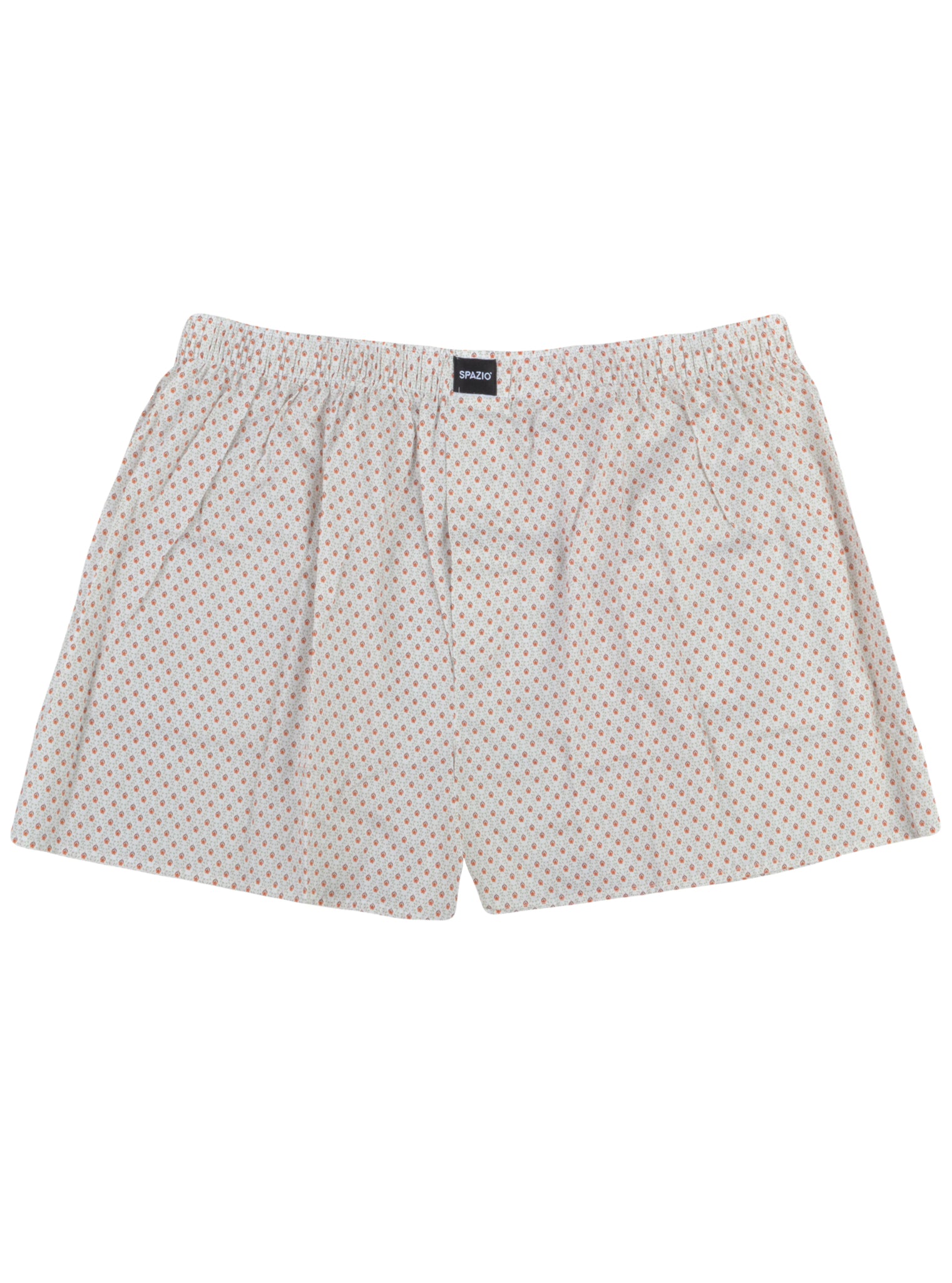 Patterned boxer shorts on a white background