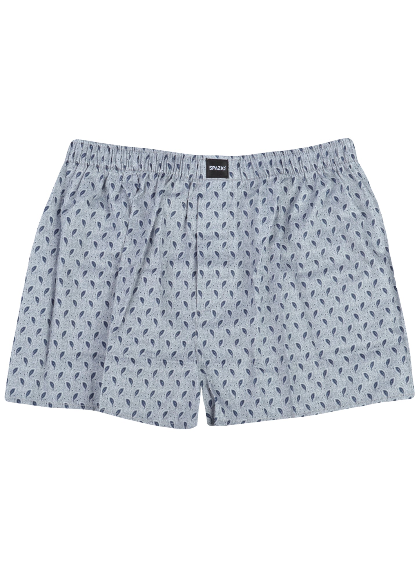 Patterned boxer shorts on a white background