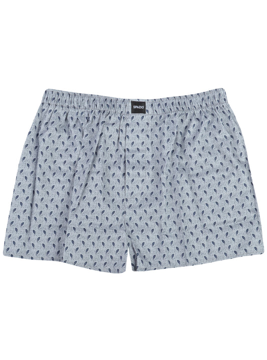 Patterned boxer shorts on a white background