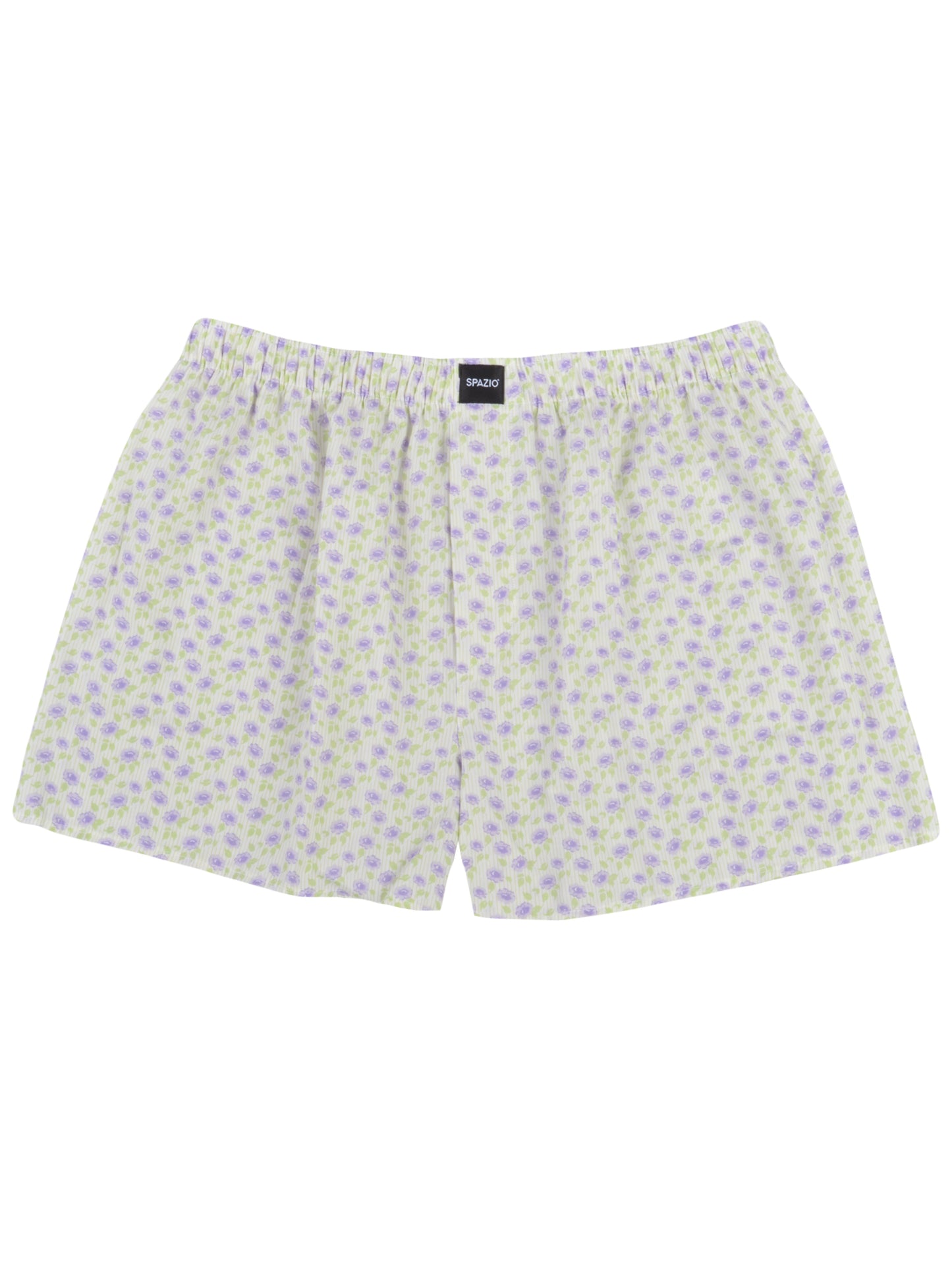Floral-patterned boxer shorts on a white background