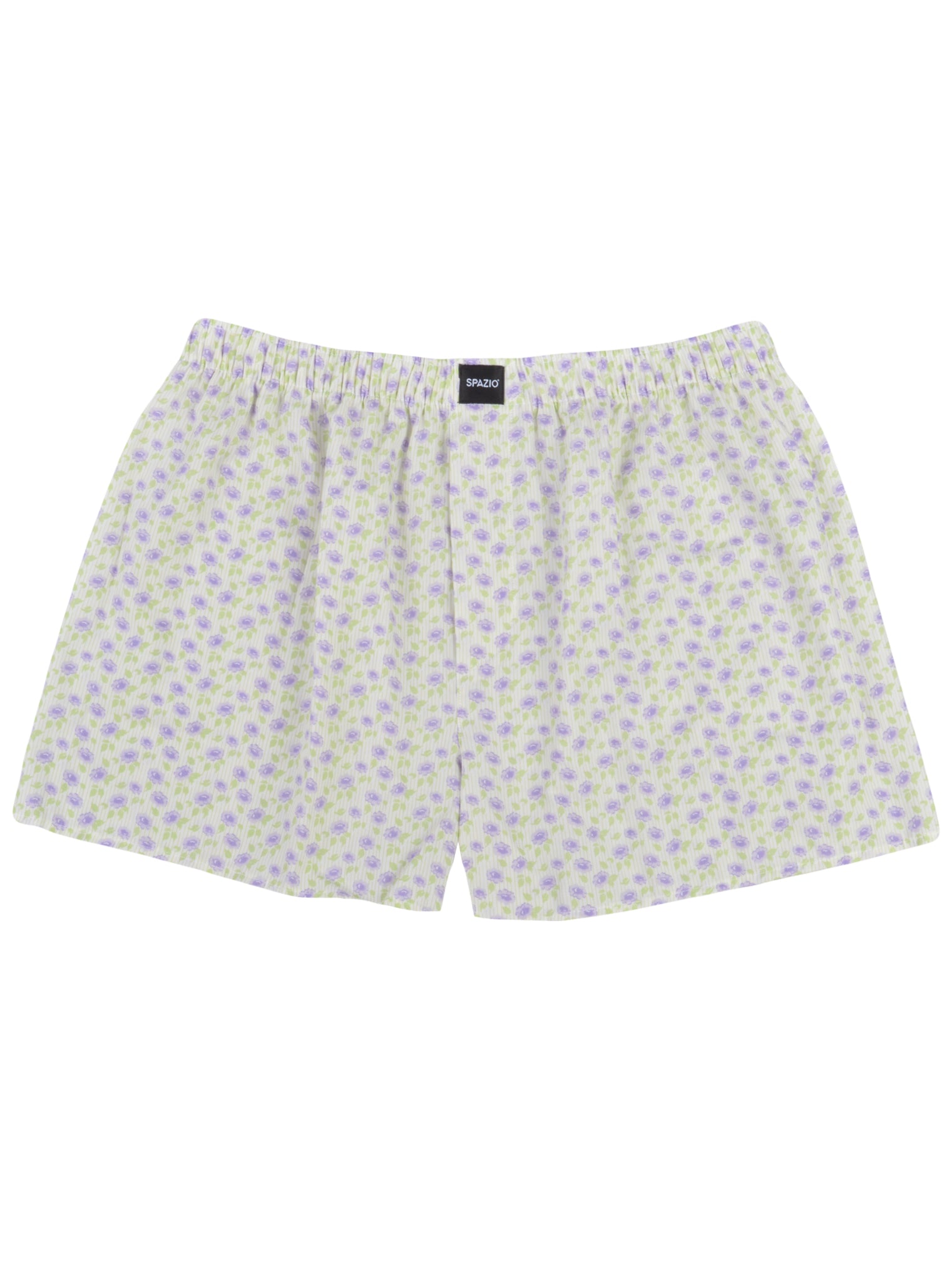 Floral-patterned boxer shorts on a white background
