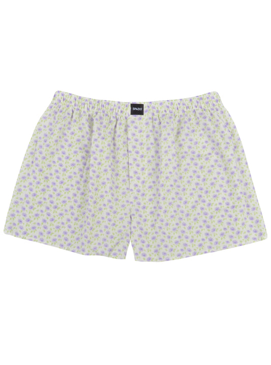 Floral-patterned boxer shorts on a white background