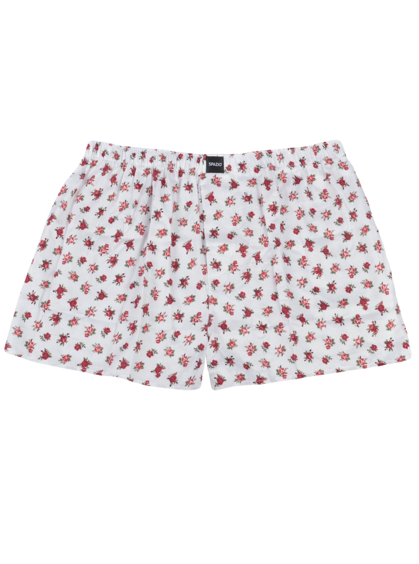 Floral patterned shorts on a white background