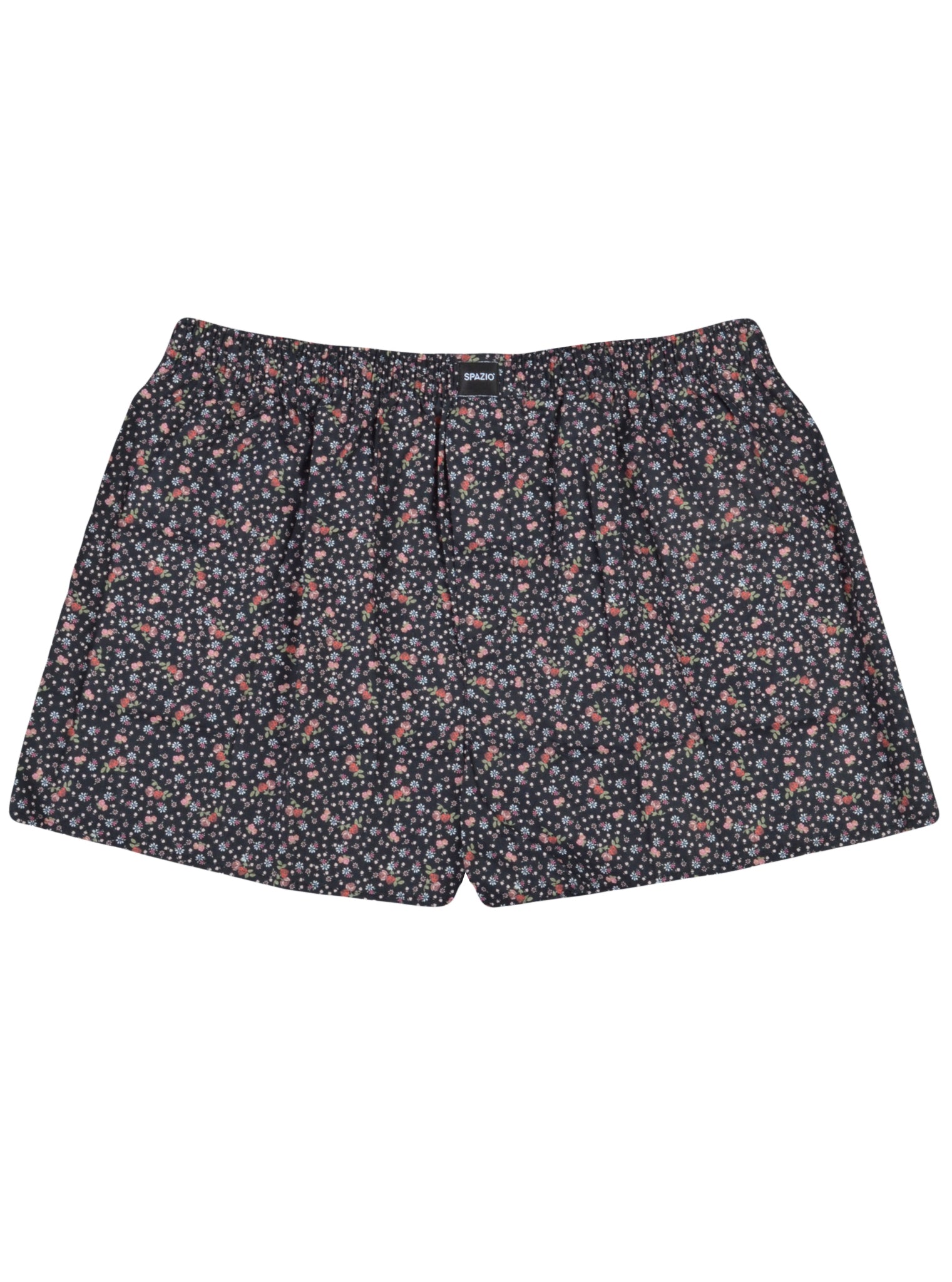 Floral patterned boxer shorts on a white background