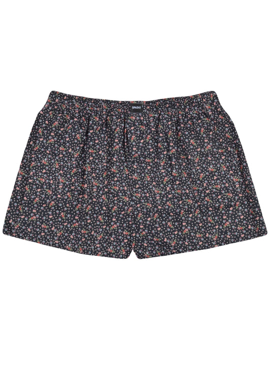 Floral patterned boxer shorts on a white background